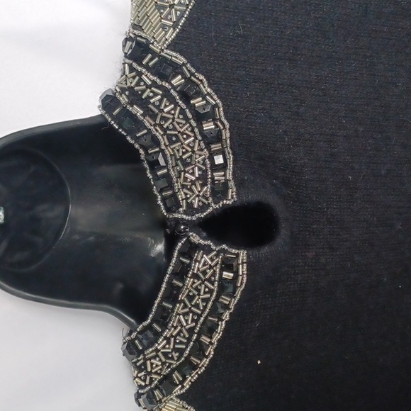 Vintage I.B. Diffusion Black Beaded Sweater Medium, silk/angora/wool/nylon 1980s - Picture 5 of 7